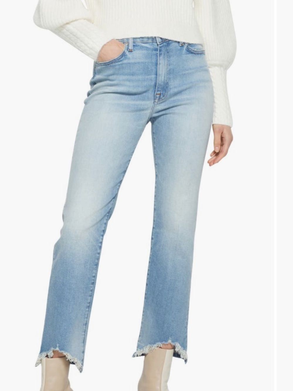 SIMKHAI Jeans Organic Cotton Straight Leg Shark bite hem In Palisades Vintage 25